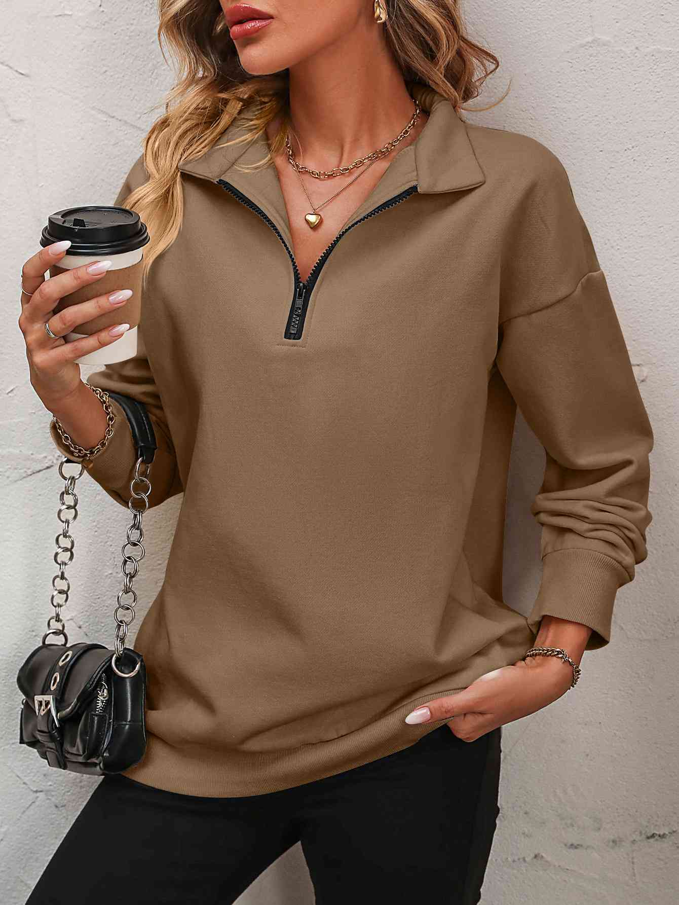 Dropped Shoulder Quarter-Zip