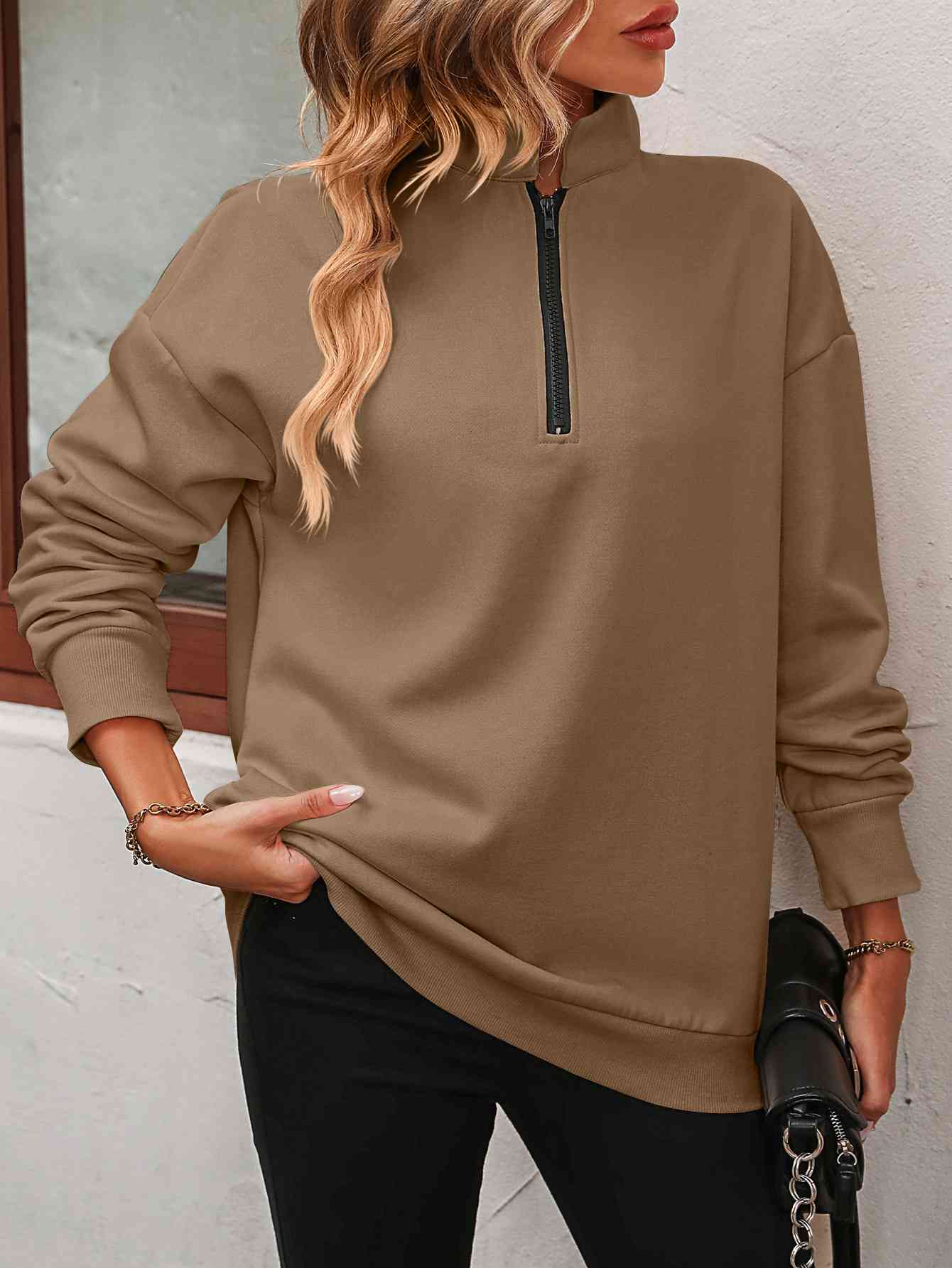 Dropped Shoulder Quarter-Zip