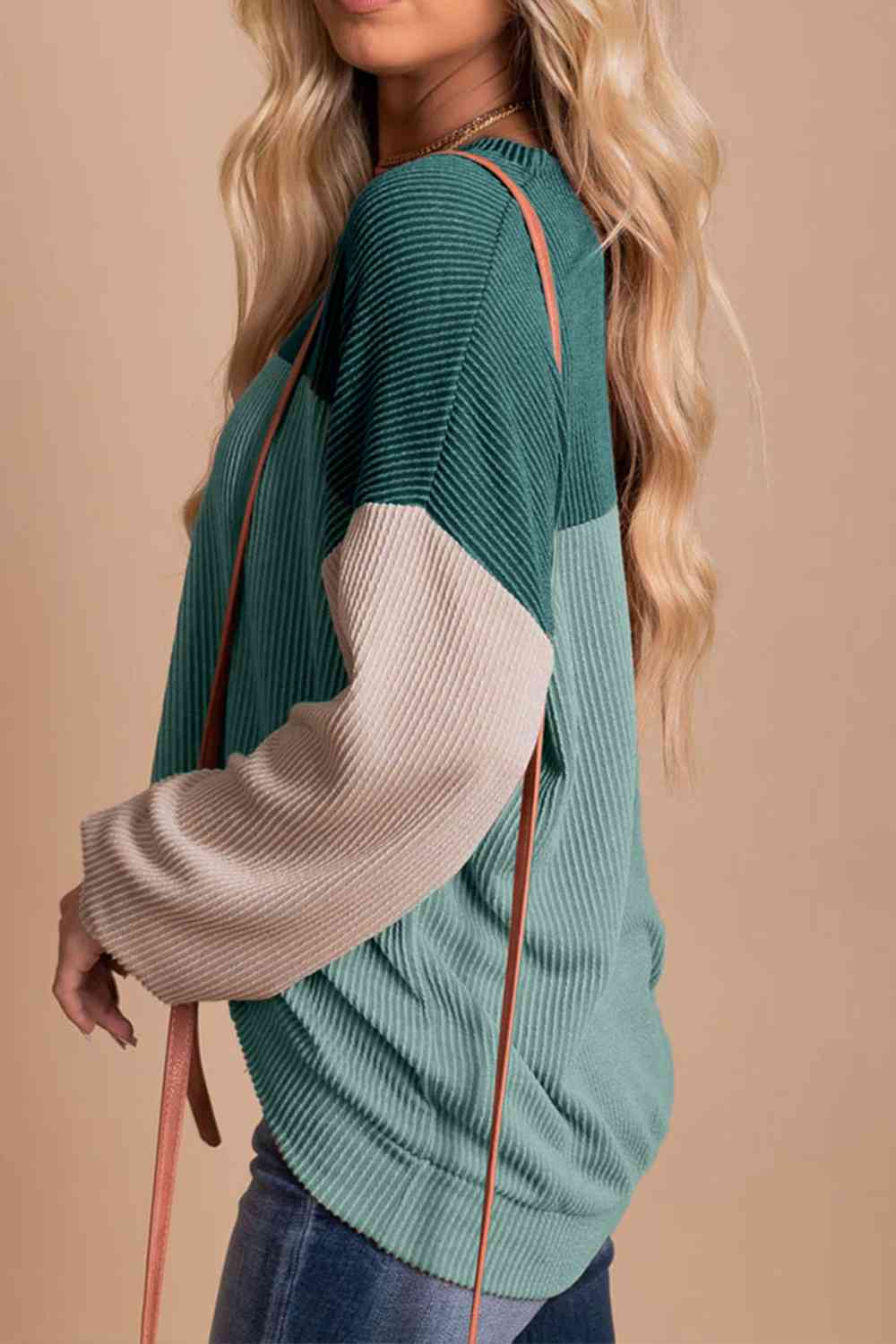 Color Block Dropped Shoulder Blouse