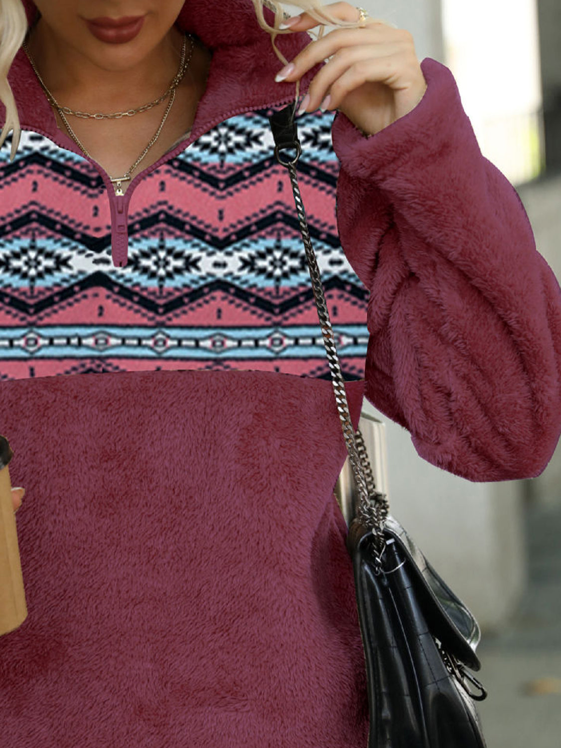 Geometric Collared Quarter-Zip