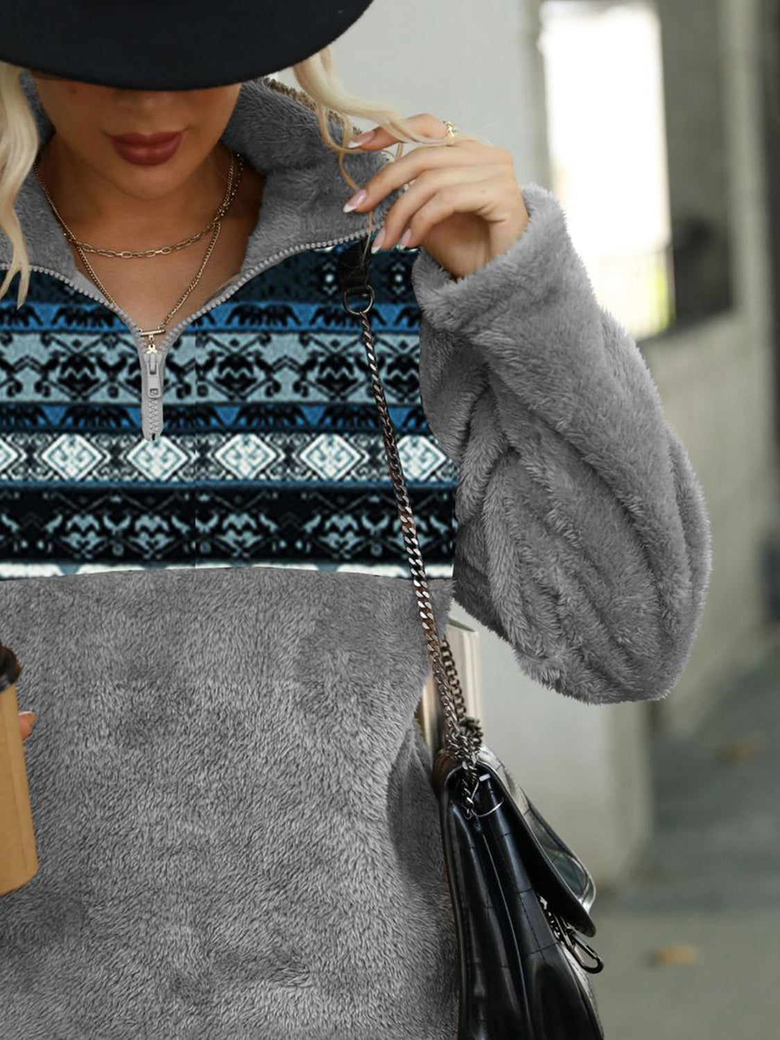 Geometric Collared Quarter-Zip