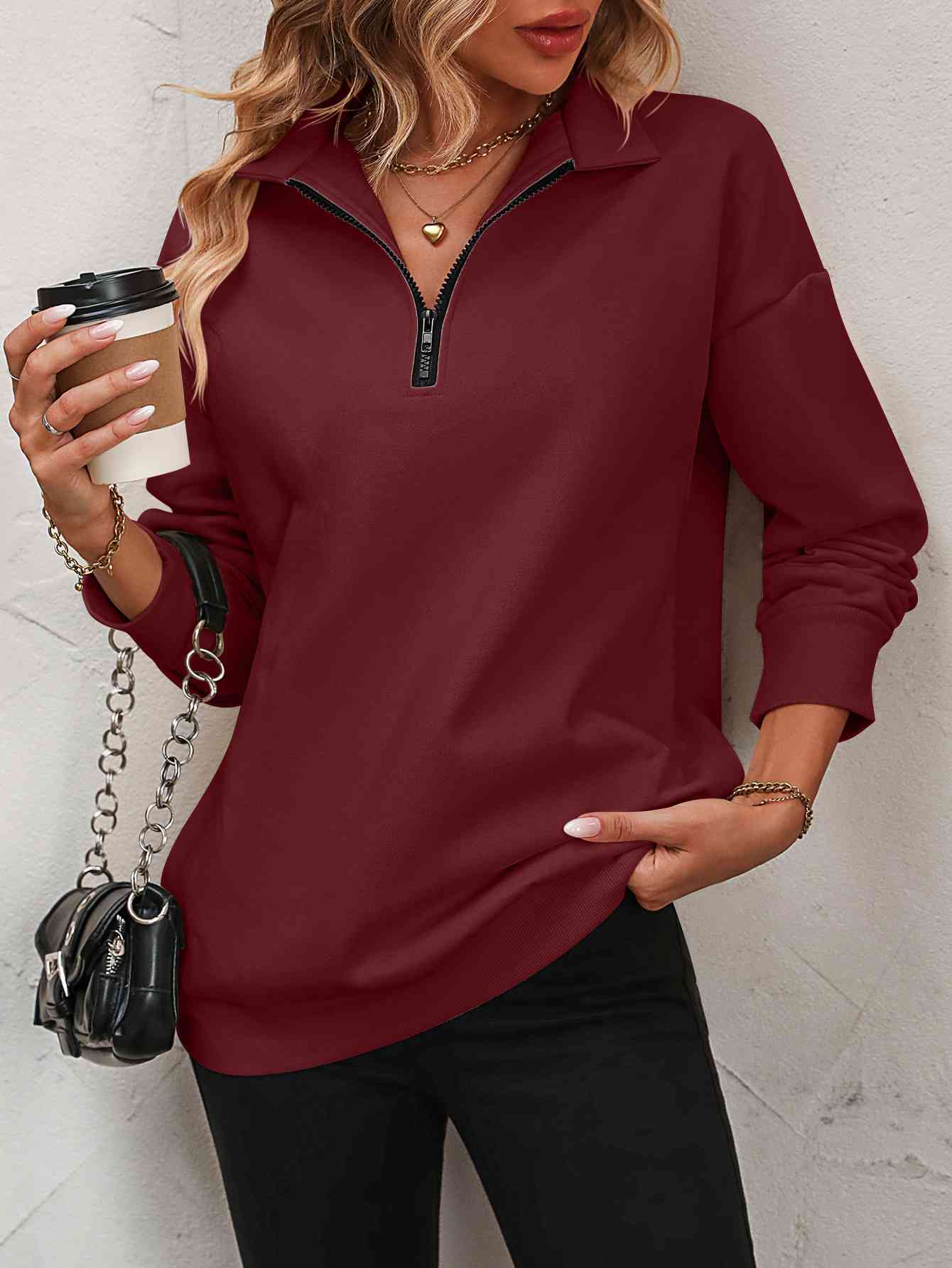 Dropped Shoulder Quarter-Zip