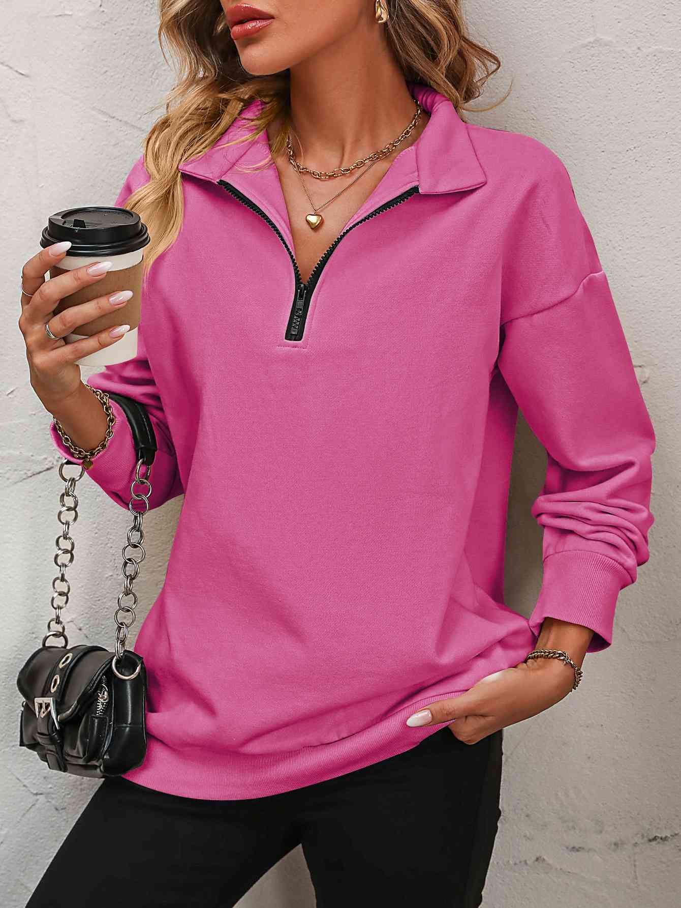 Dropped Shoulder Quarter-Zip