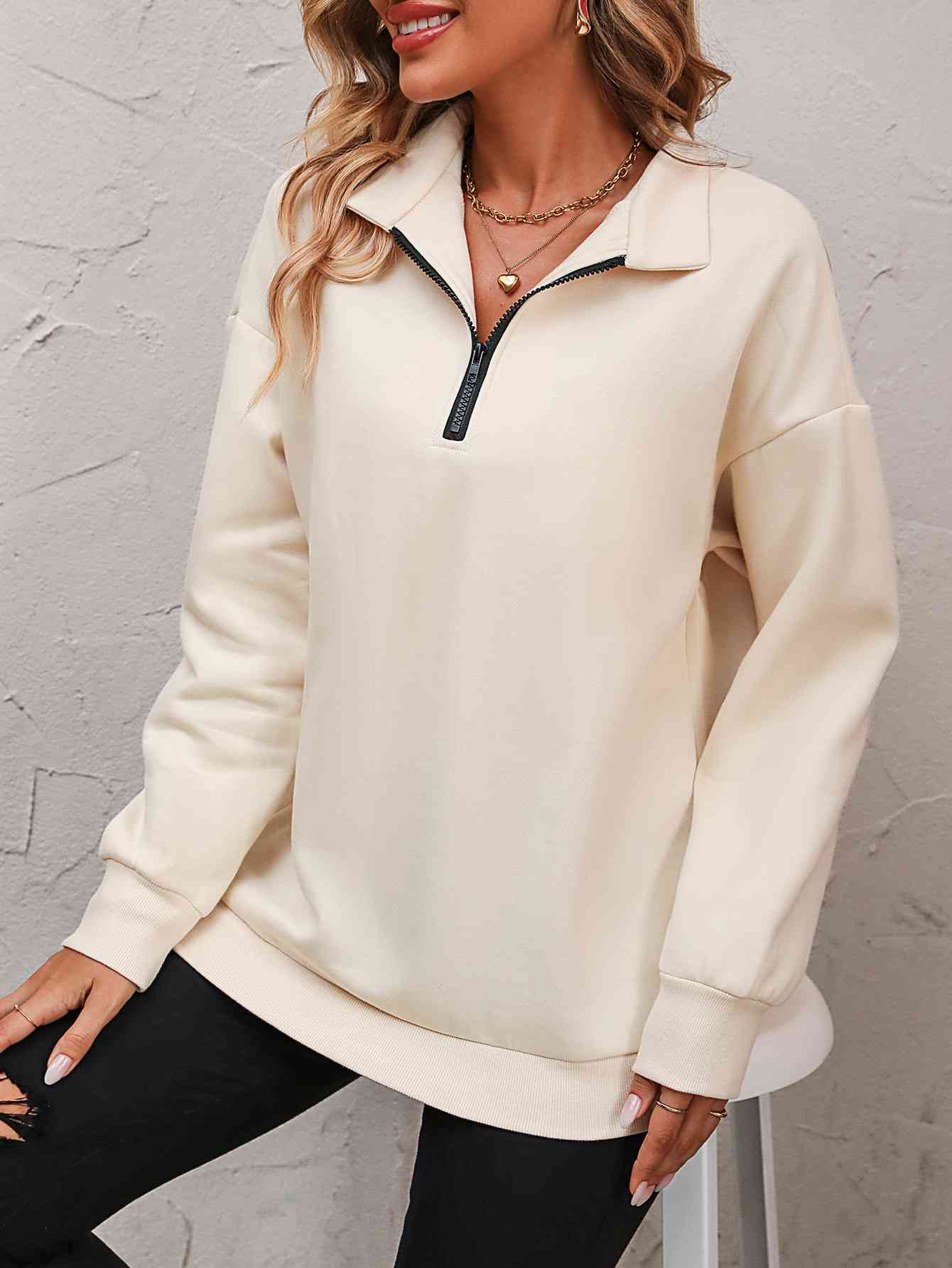 Dropped Shoulder Quarter-Zip
