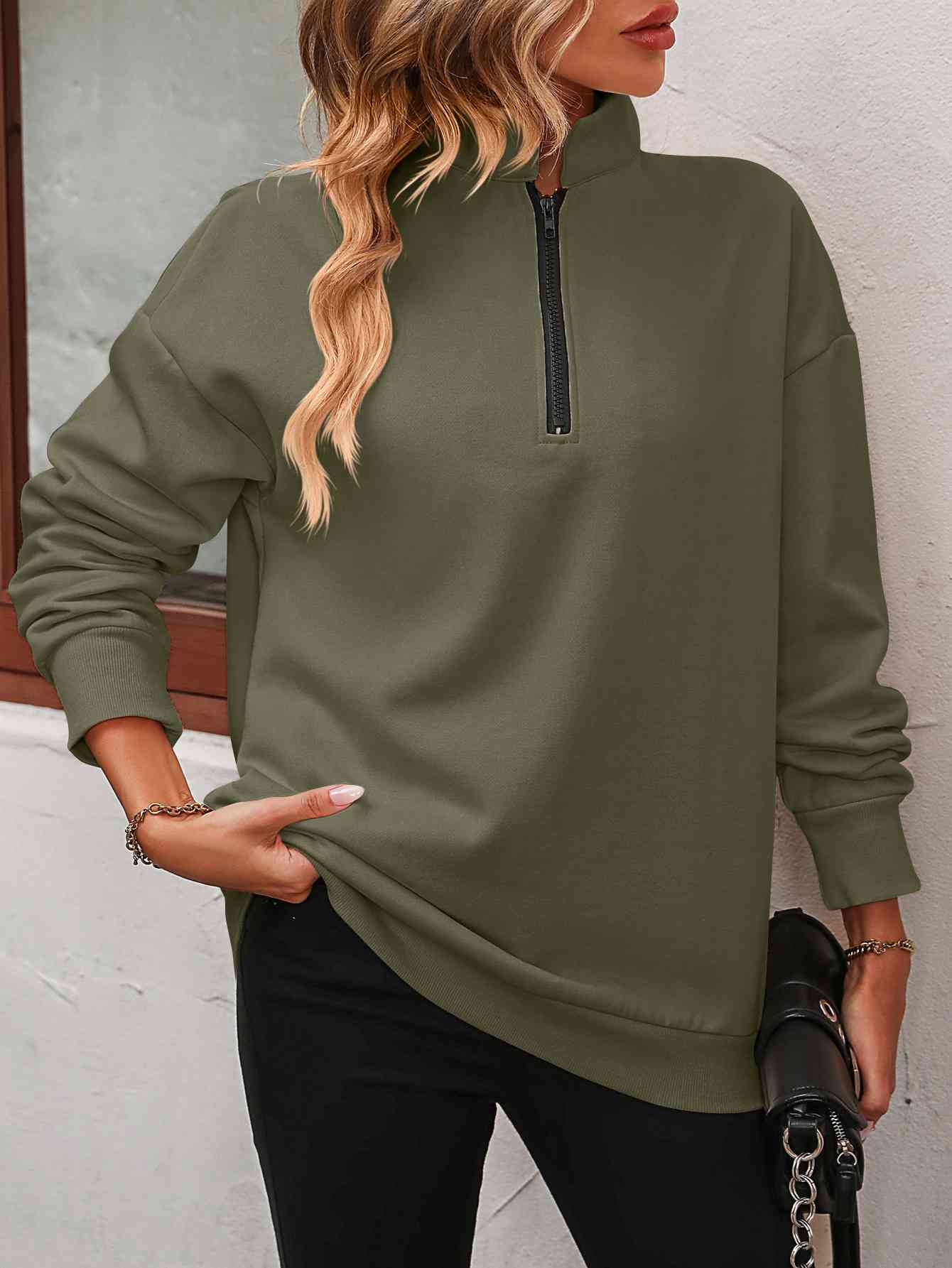 Dropped Shoulder Quarter-Zip