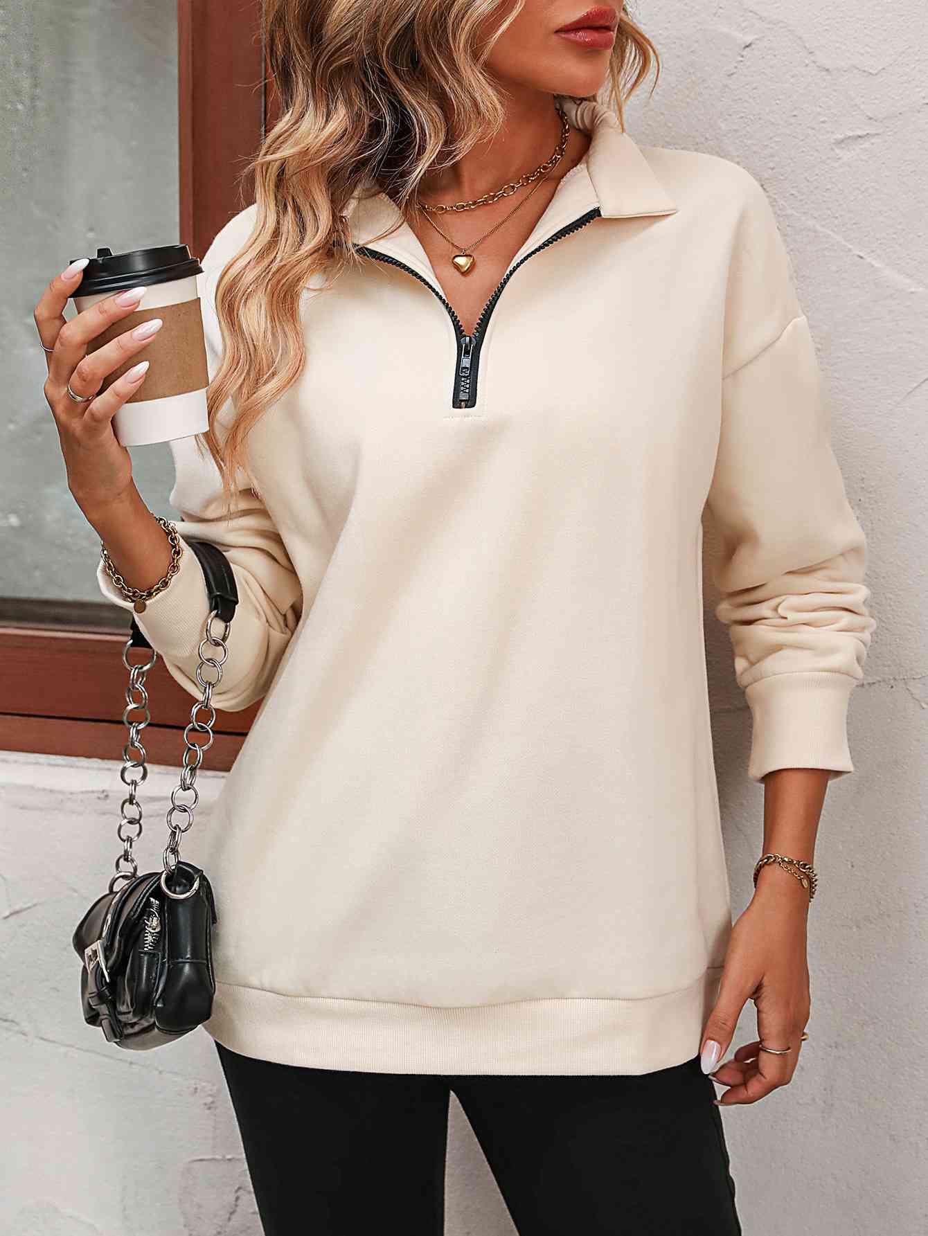 Dropped Shoulder Quarter-Zip