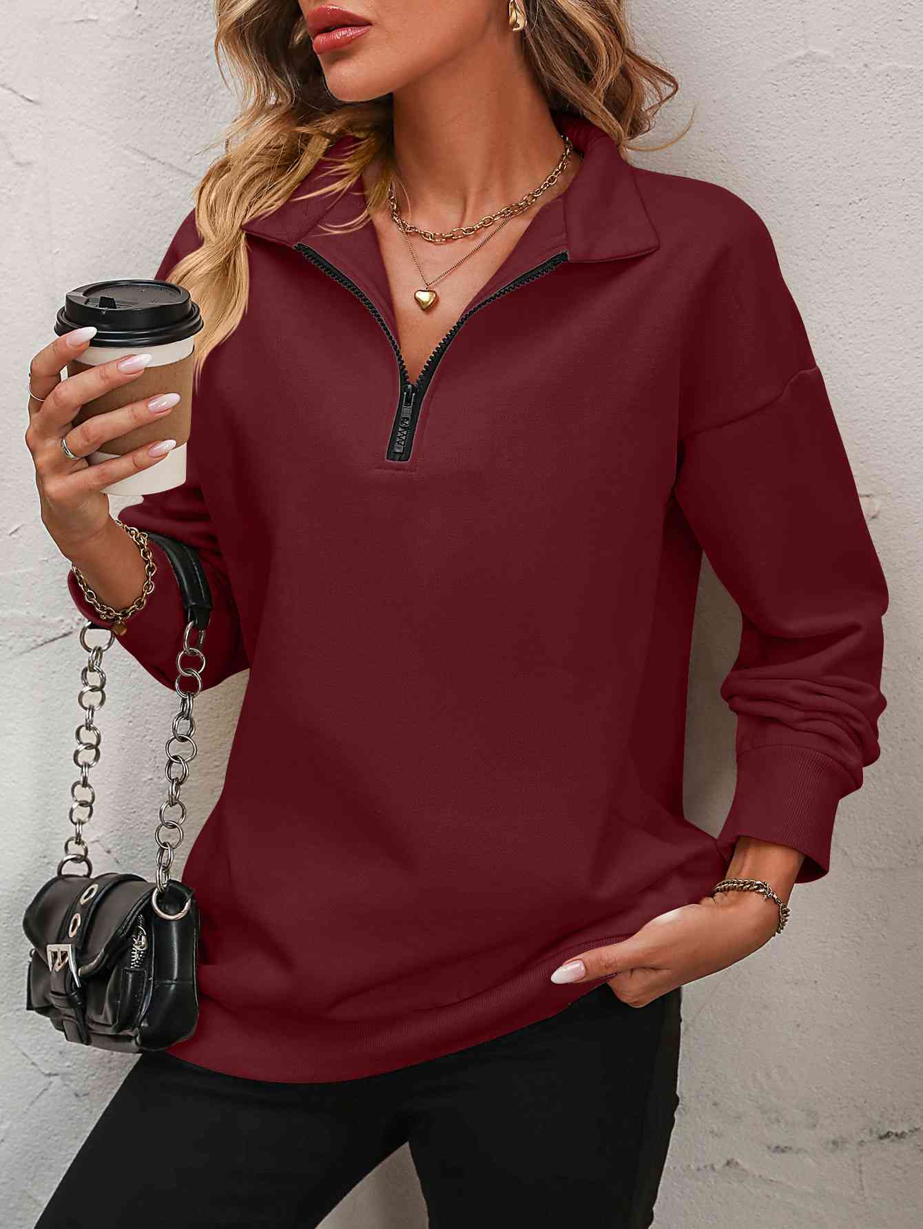 Dropped Shoulder Quarter-Zip