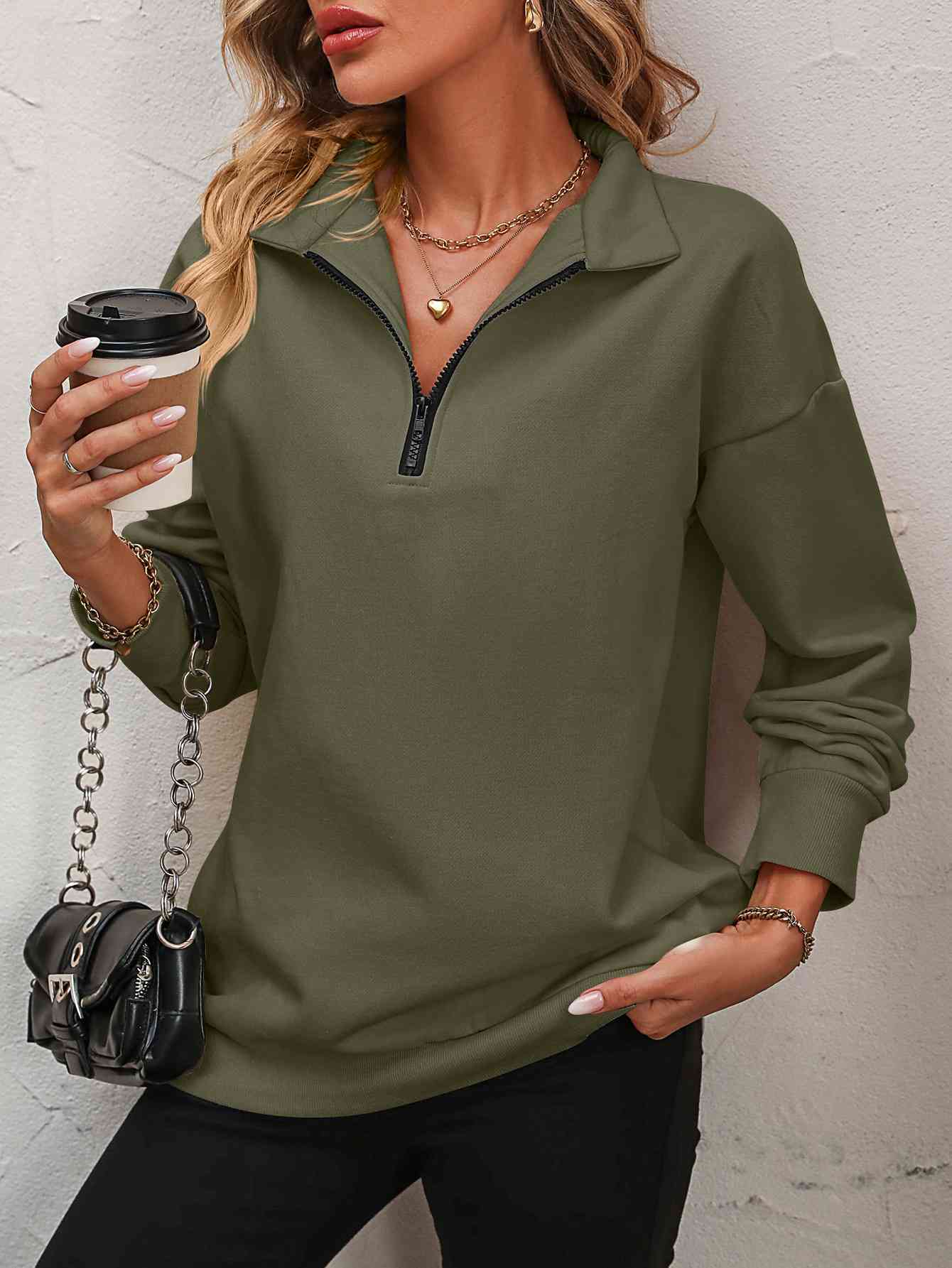 Dropped Shoulder Quarter-Zip