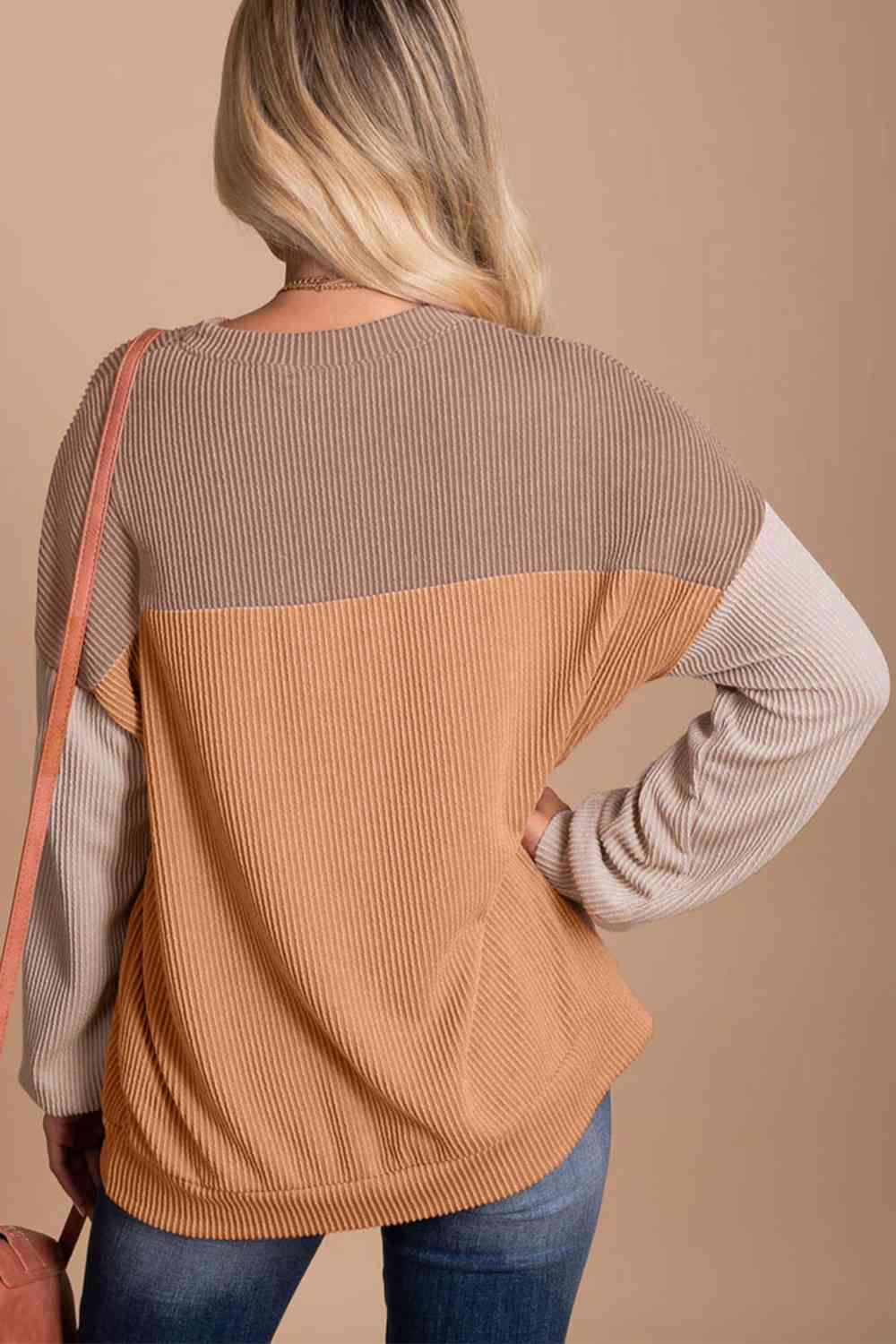 Color Block Dropped Shoulder Blouse