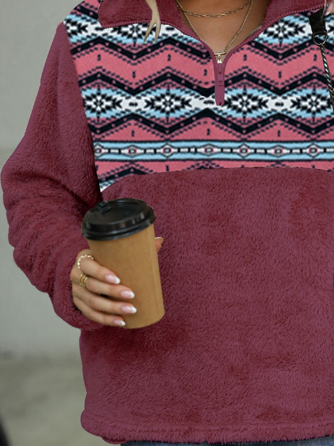 Geometric Collared Quarter-Zip